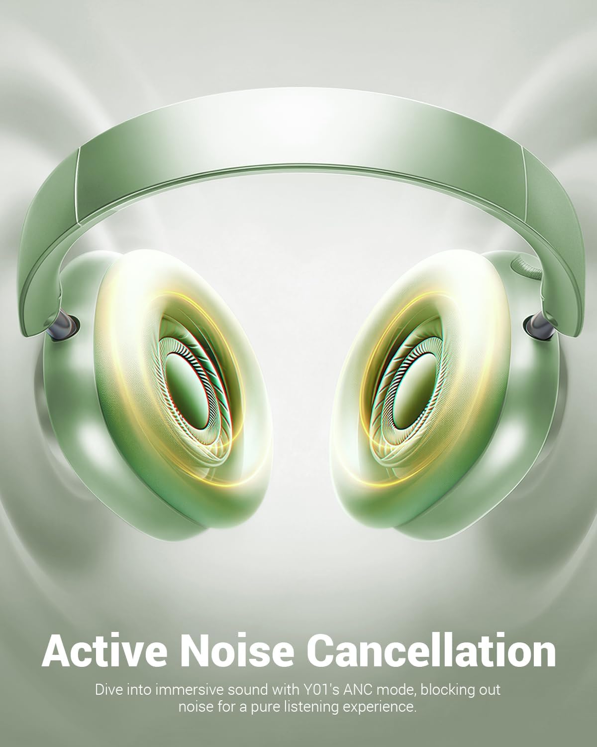 Wireless Noise Cancelling Over Ear Headphones 48Hr Battery Green