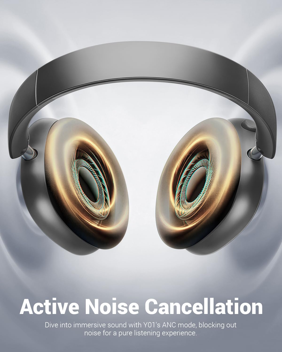 Wireless Noise Cancelling Over Ear Headphones 48Hr Battery Grey