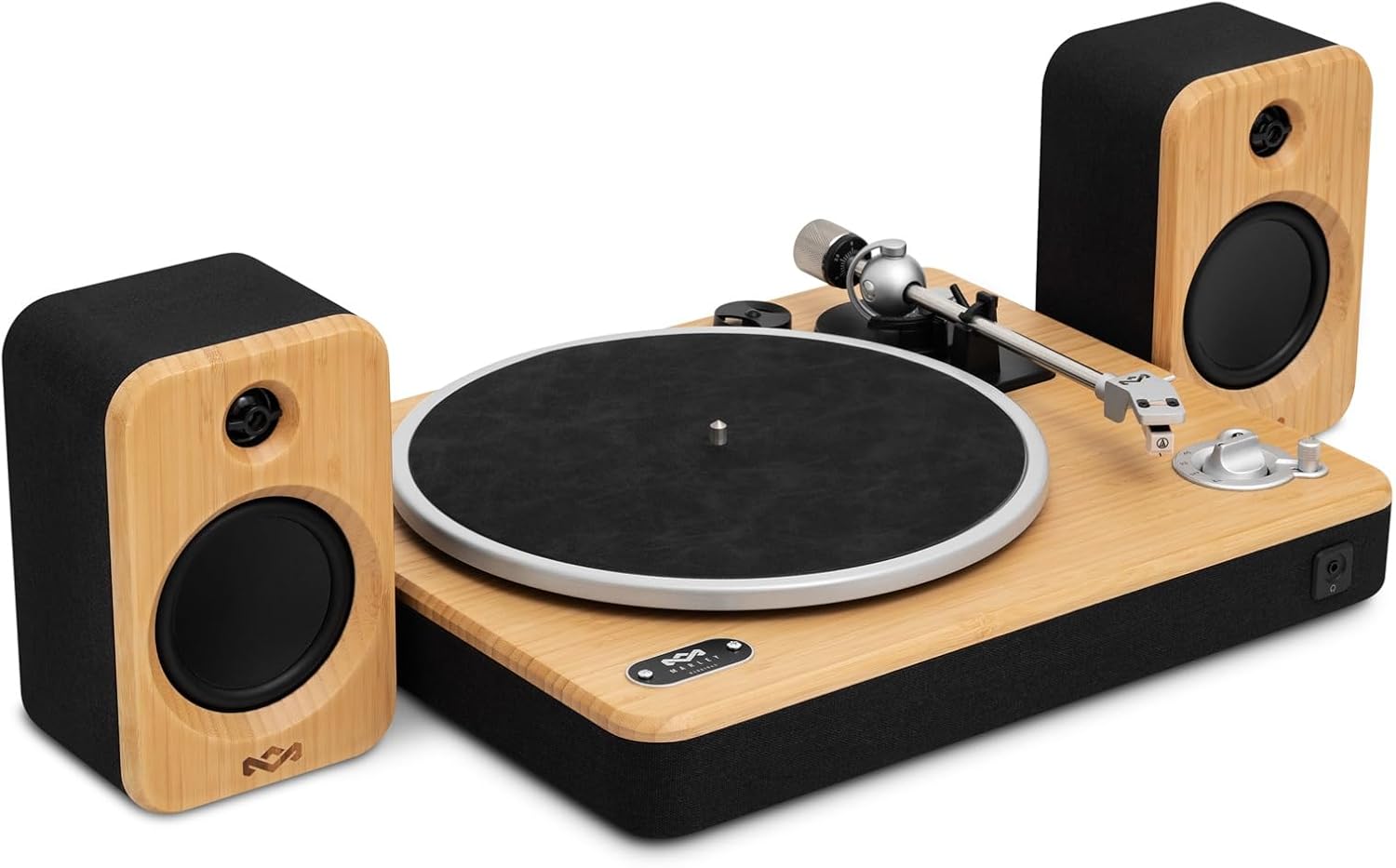 Wireless Turntable with Bookshelf Speakers Bamboo Bluetooth