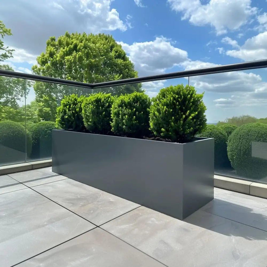 Zinc Galvanised Trough Planter 100cm Matte Grey