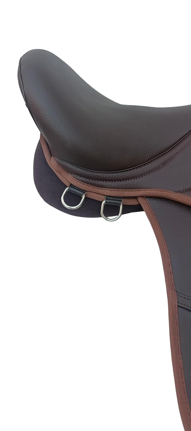 Brown Synthetic Leather Horse Saddle 16 Seat Lightweight