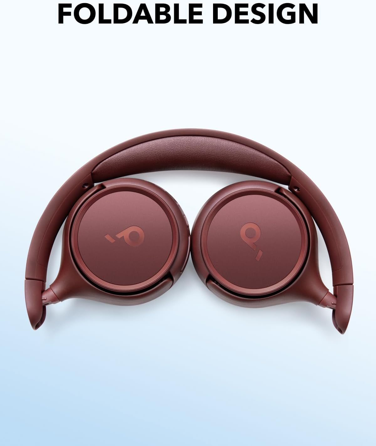 Wireless On Ear Bluetooth Headphones Pure Bass 70H Playtime Foldable Red