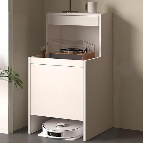 Tall Robot Vacuum Storage Cabinet Hidden Side Table Organizer Pull Shelf