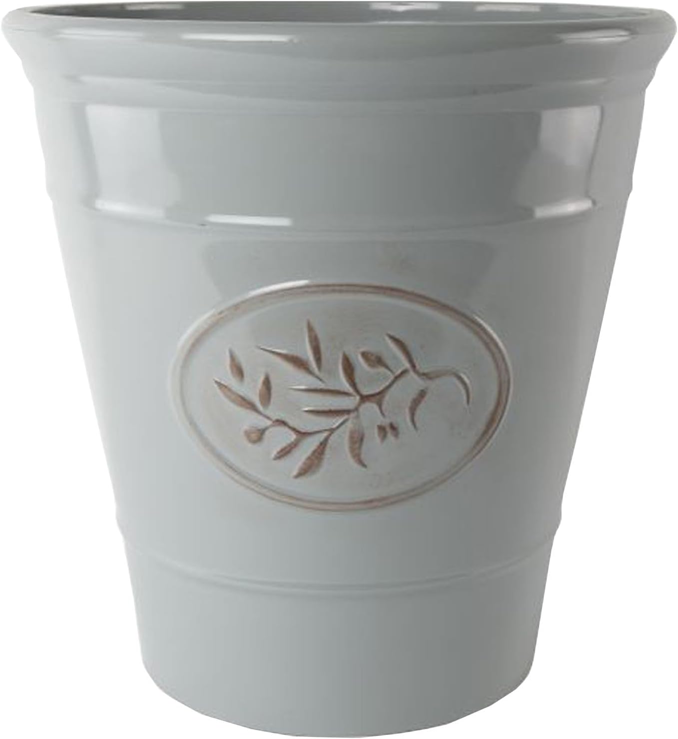 Set of 2 40cm Olive Planters Grey Round Garden Pots Frost Proof