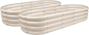 Large Raised Garden Bed Set 2 Steel Planter 180x90cm Ivory