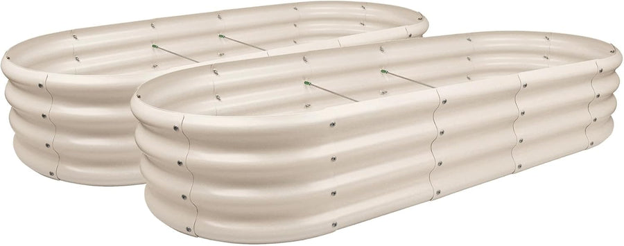 Large Raised Garden Bed Set 2 Steel Planter 180x90cm Ivory