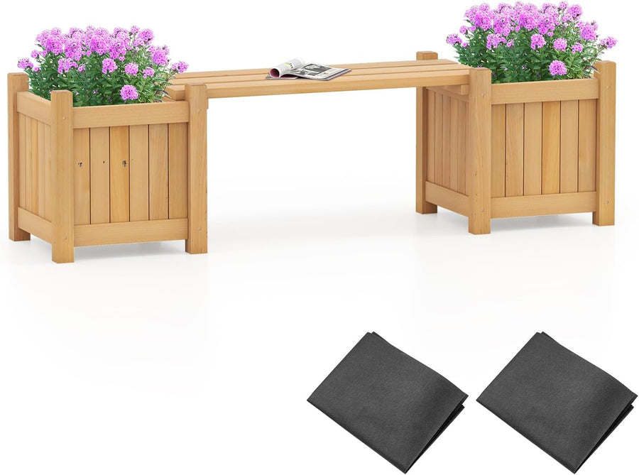 Wooden Planter Box with Bench Garden Seat Raised Bed 105cm