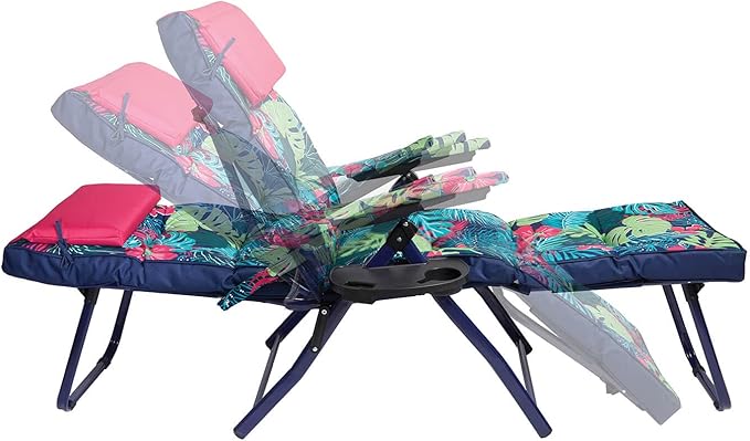 Tropical Reclining Garden Sun Lounger with Cushion
