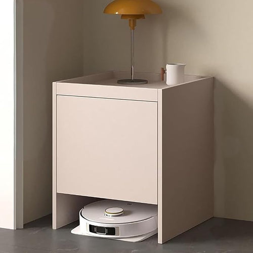 Hidden Robot Vacuum Cabinet Modern Side Table Storage Rack Pull Shelf Grey