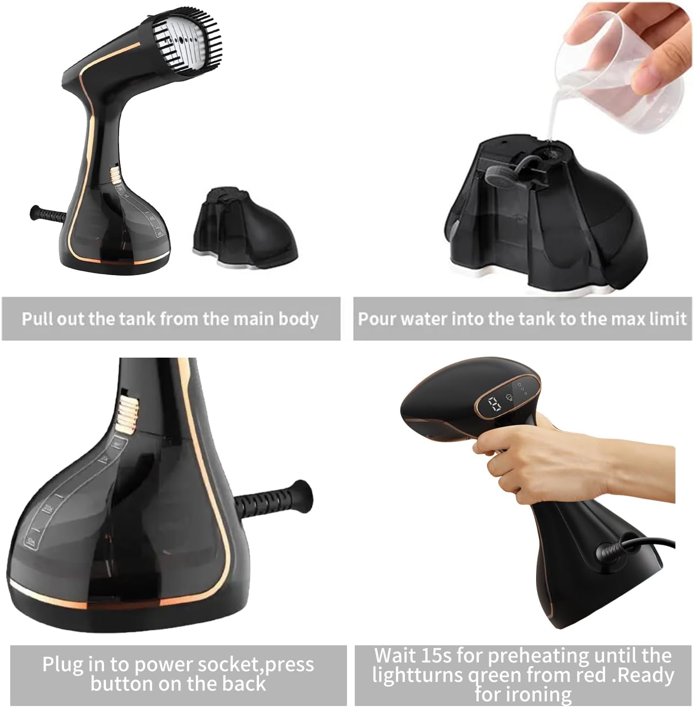 Handheld Garment Steamer 320ml Portable Wrinkle Remover Fast Heat