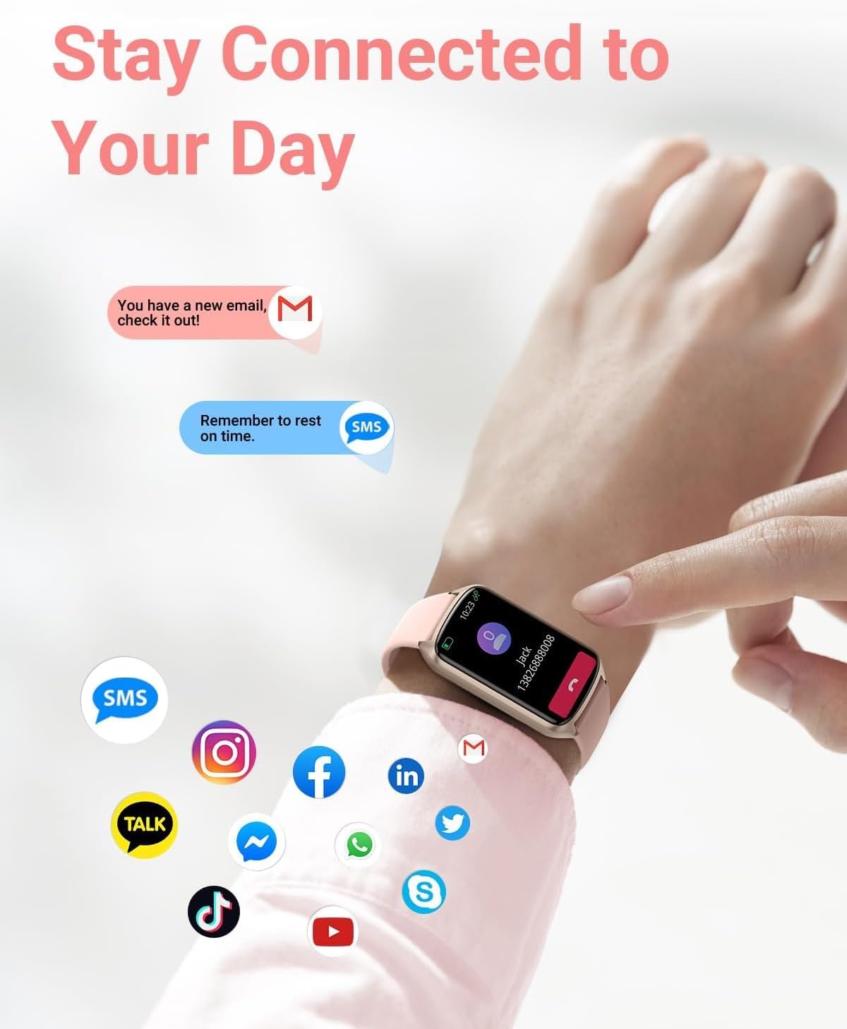 Fitness Tracker Heart Sleep 24 Sports 5ATM Watch