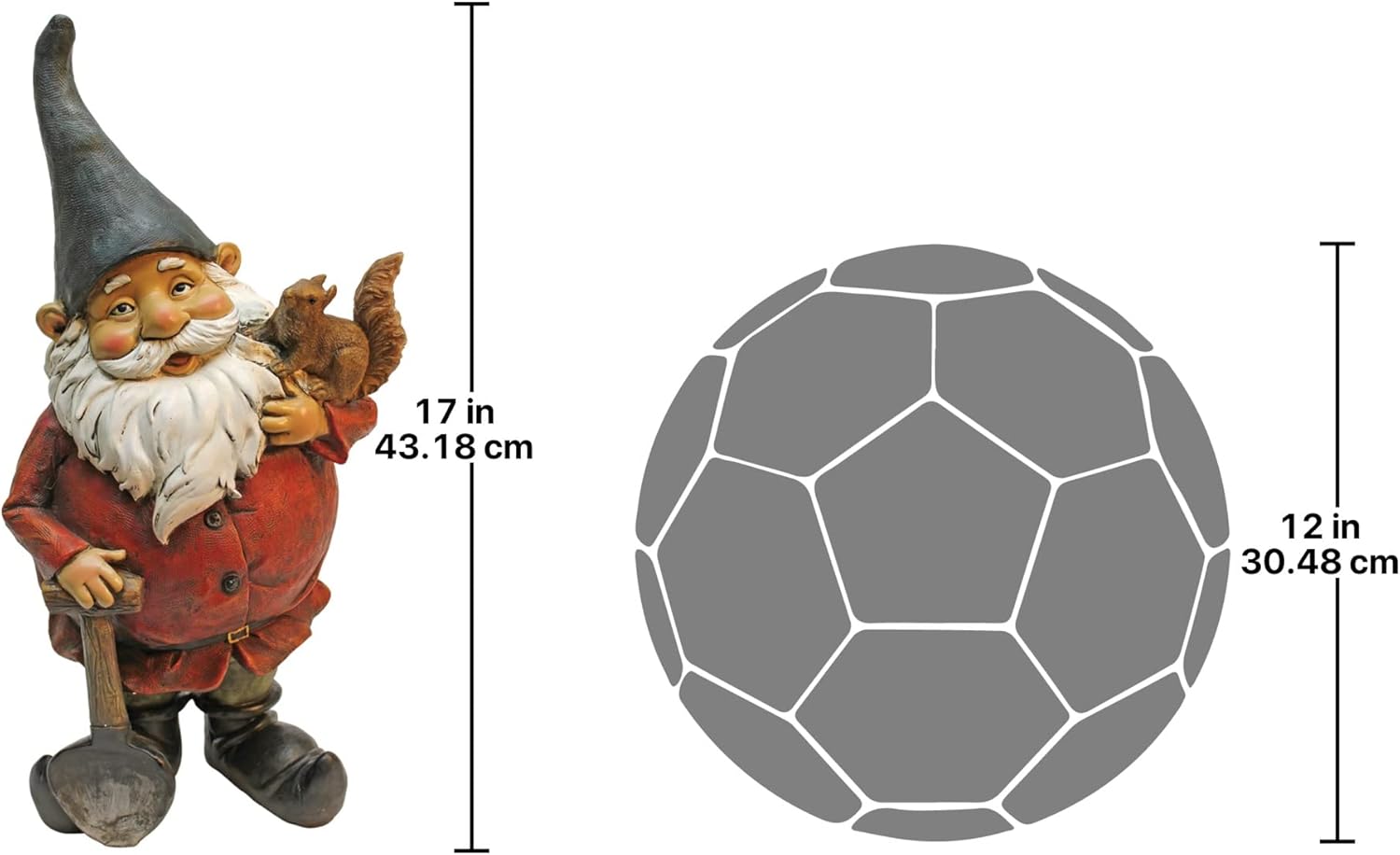 Funny Garden Gnome Statue Large Resin Outdoor Lawn Decor 43cm