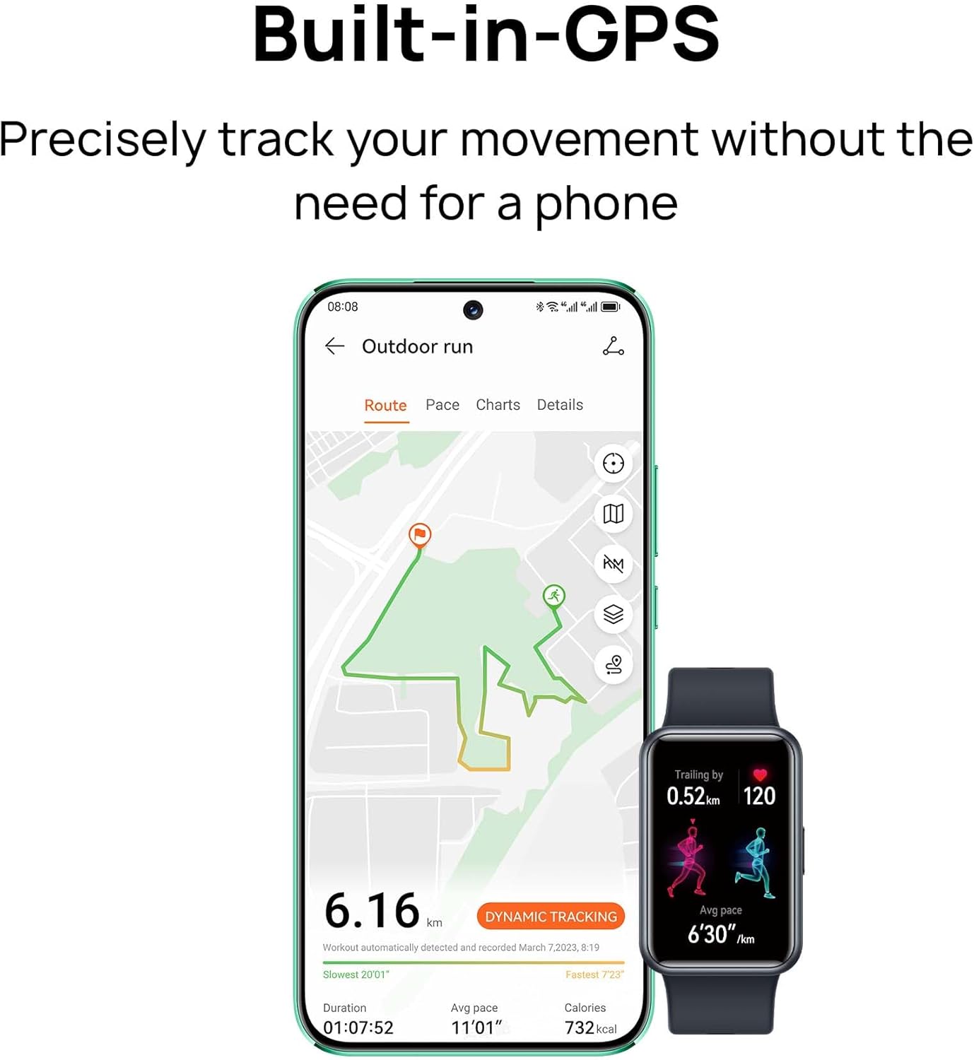 AMOLED Fitness Smart Watch GPS Health Tracker Black