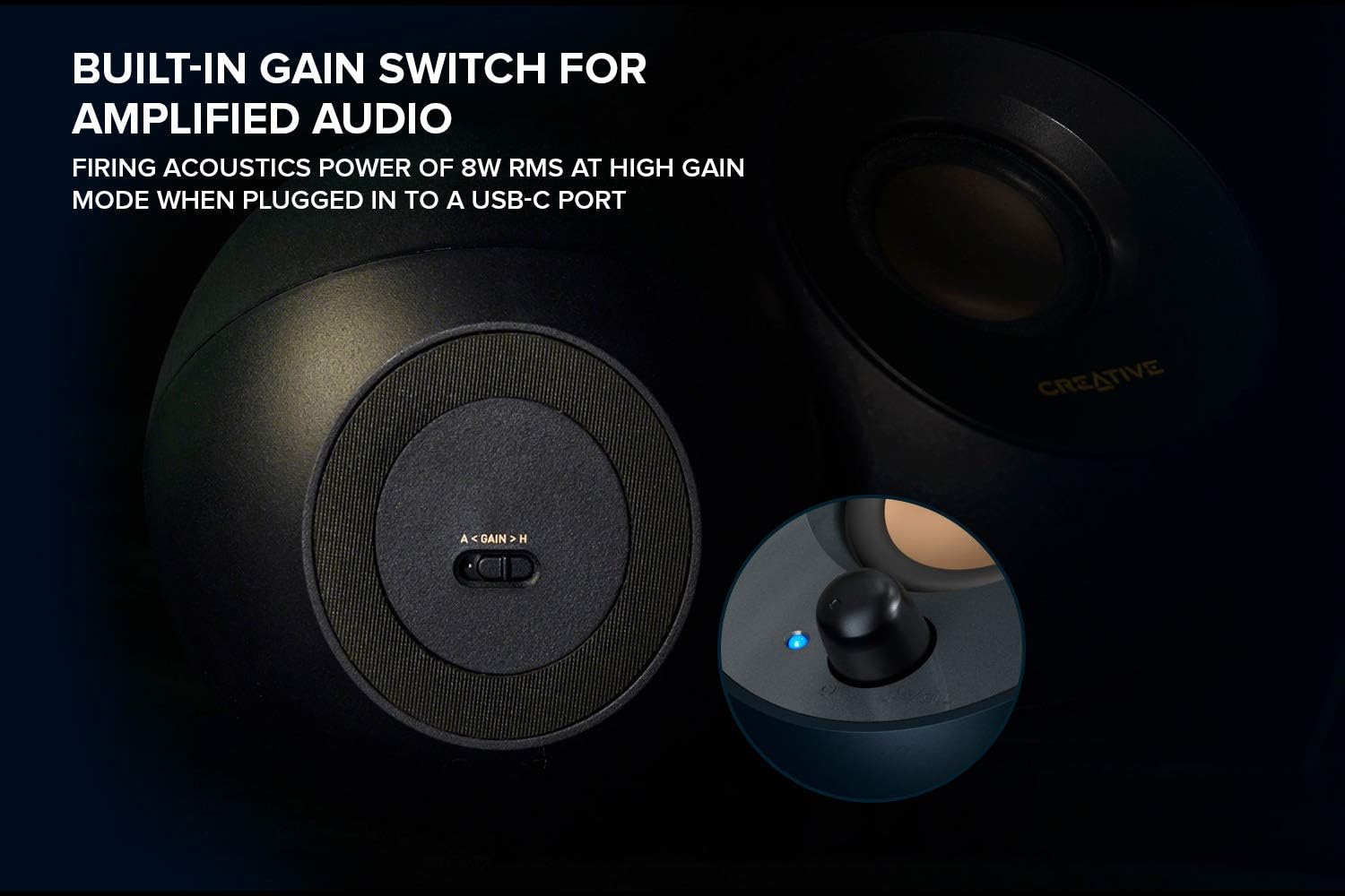 USB C PC Speakers Stereo Desktop Audio AUX Compact