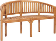 Teak Banana Garden Bench 151cm Curved Wooden Patio Seat
