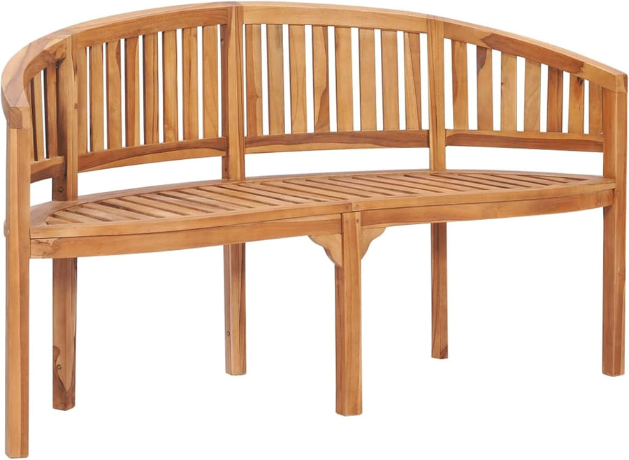 Teak Banana Garden Bench 151cm Curved Wooden Patio Seat
