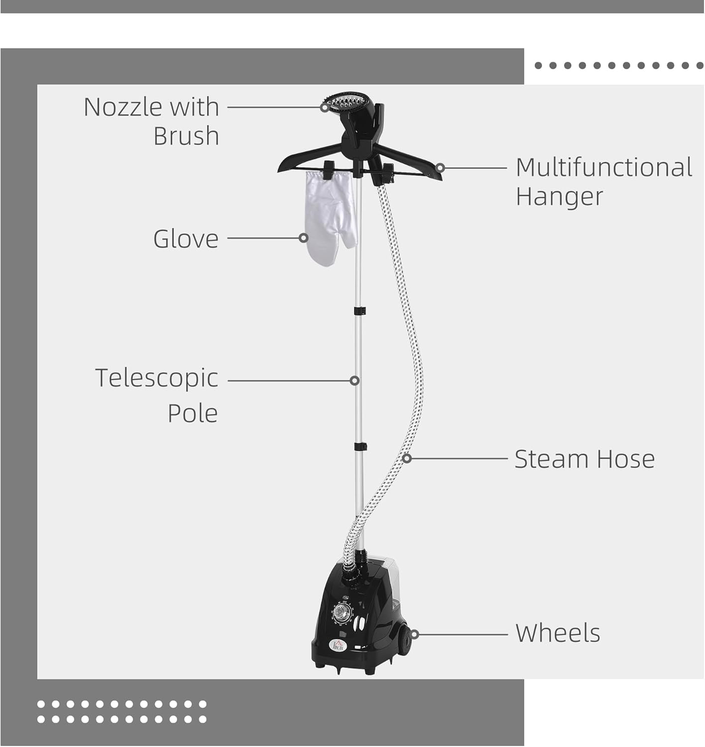1950W Garment Steamer Upright 1.4L Tank 11 Levels Clothes Iron
