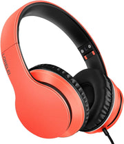 Wired Over Ear Headphones With Mic Stereo Bass 3.5mm Orange