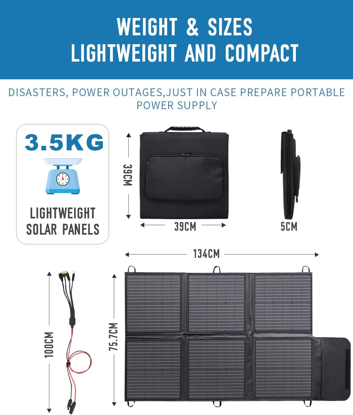 200W Portable Solar Panel Foldable MC4 Charger IP67 Camping RV