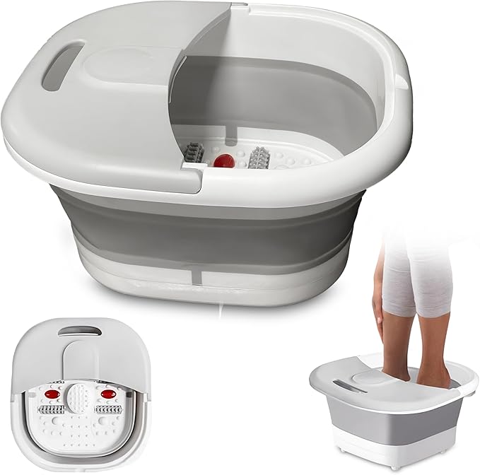 Heated Foot Spa Massager Bubble Bath Foldable Soak Tub Rollers