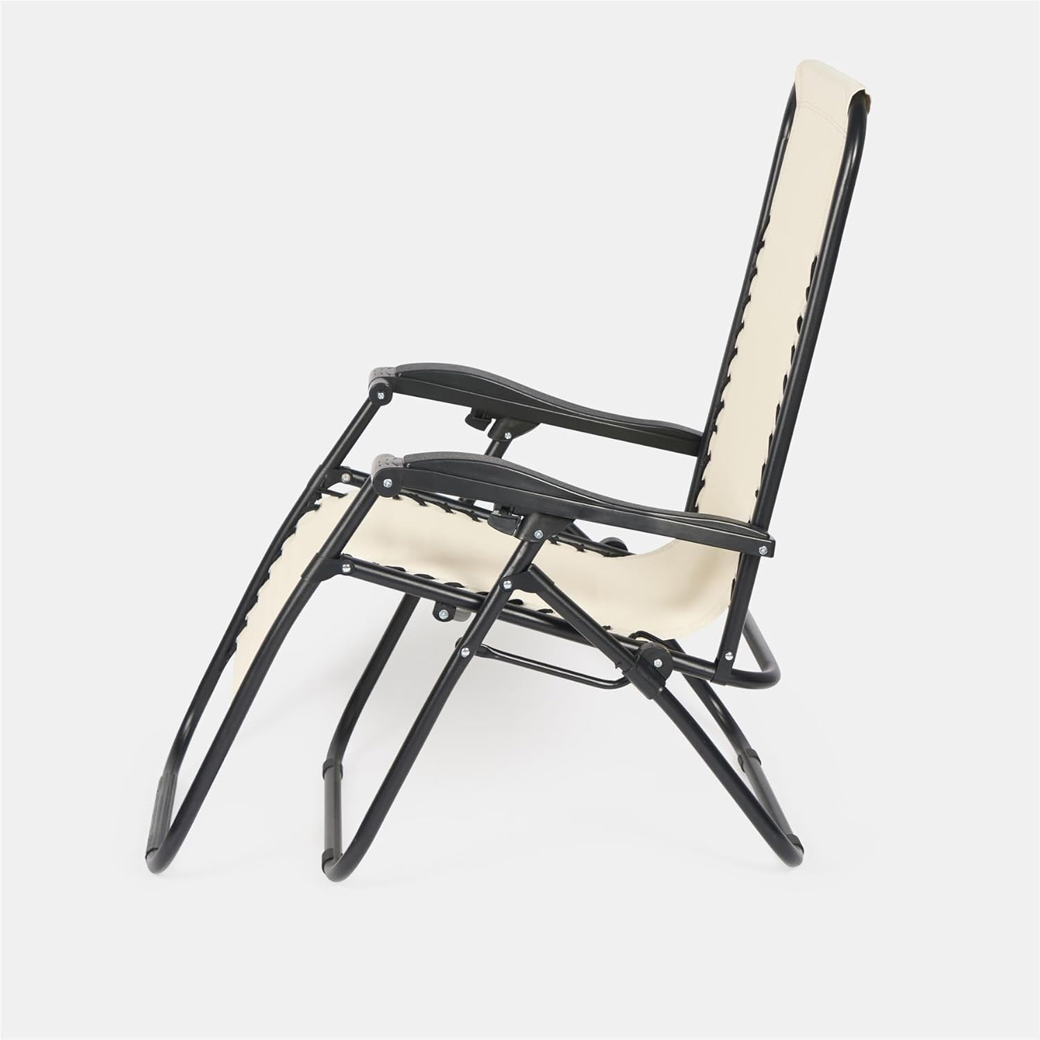 2 Zero Gravity Sun Lounger Reclining Chairs Cream