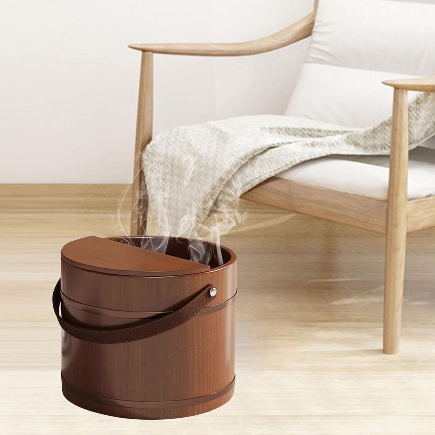 Natural Wooden Foot Soak Tub Portable Pedicure Spa Bucket Basin