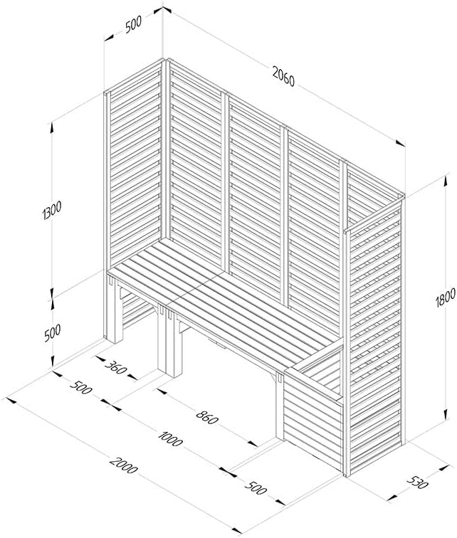 Modular Wooden Garden Bench Seating Set w/Trellis Planter