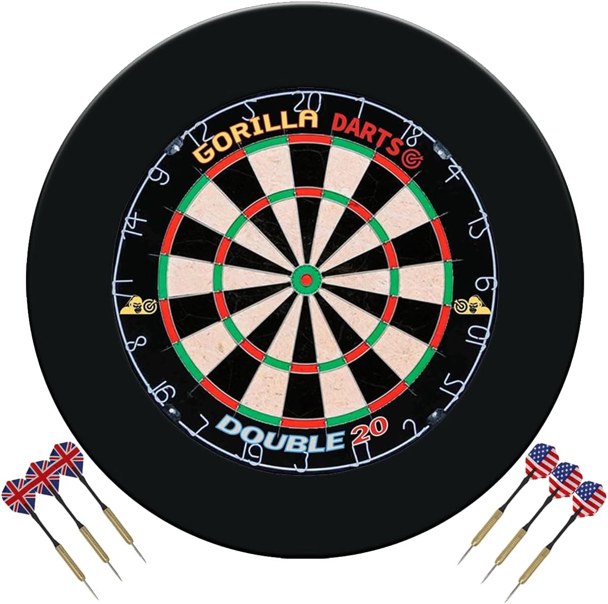 18in Dartboard Set Sisal Board Surround 6 Darts Staple Free