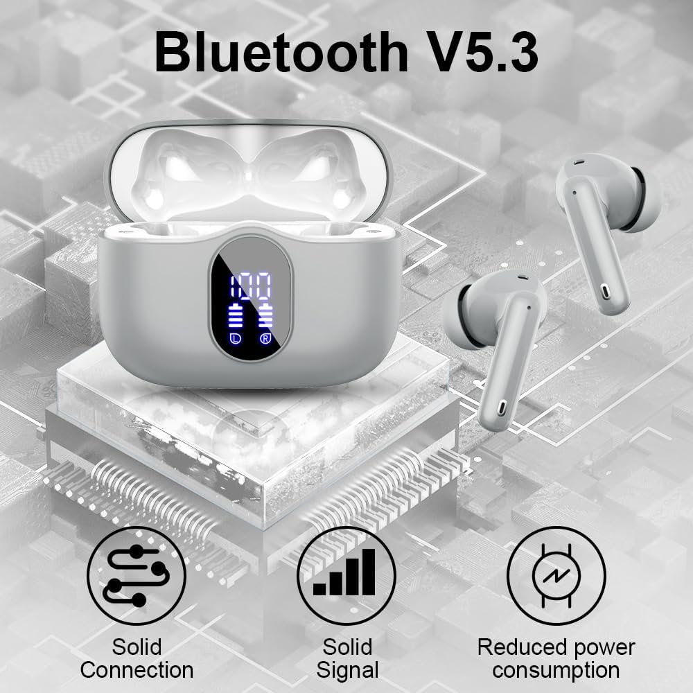 Mini Bluetooth 5.3 Wireless Earbuds ENC Mic Deep Bass 36H LED