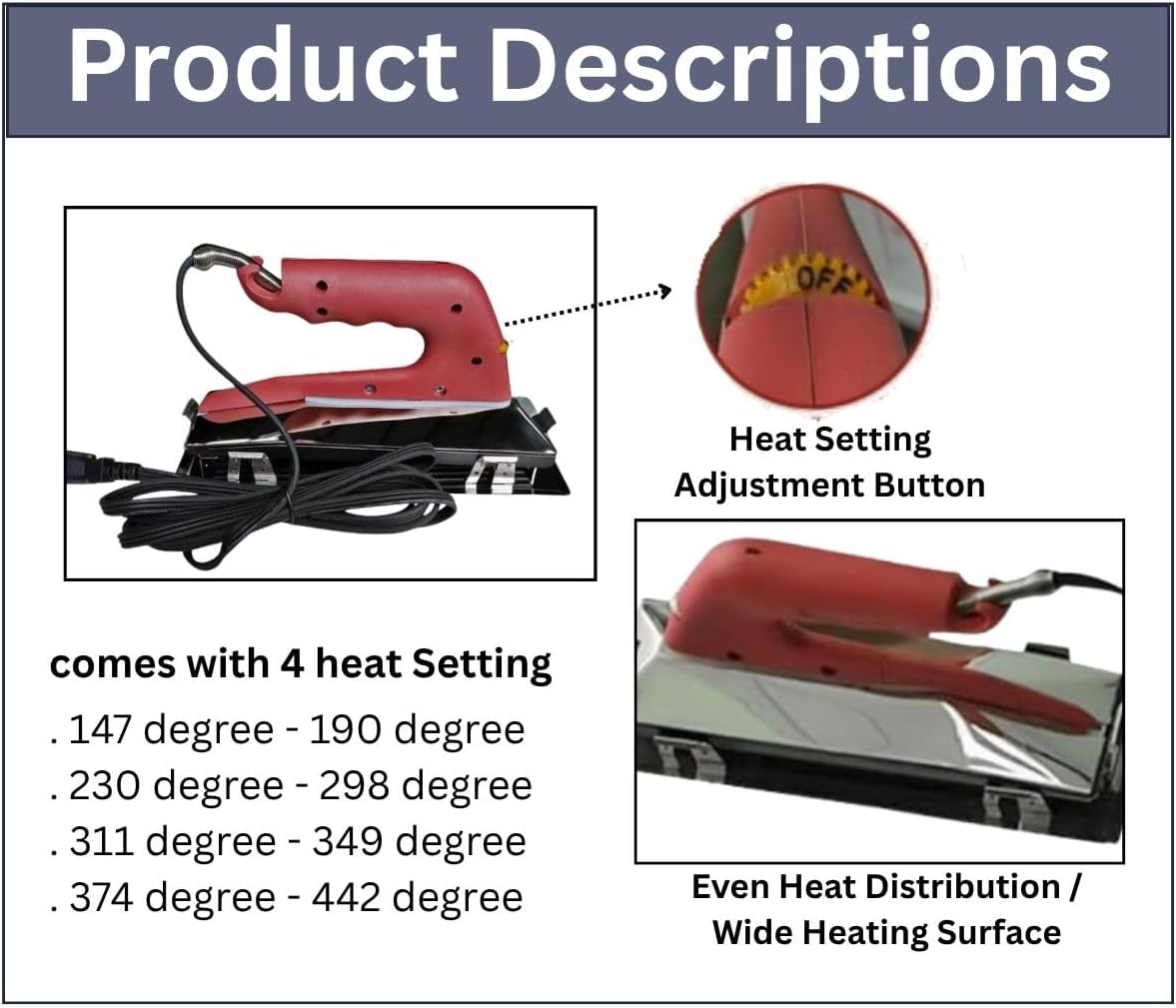 Carpet Seaming Iron 800W with Star Pile Grooming Roller Tool Set