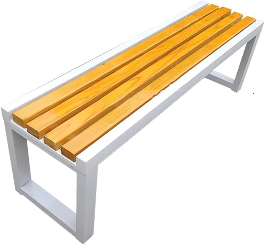 Wood Metal Garden Bench 120cm Outdoor Patio Seat Weatherproof