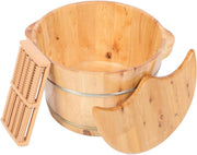 Wooden Foot Bath Basin with Lid Large Spa Soak Tub Massager