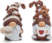 2Pcs Coffee Gnome Figurines Resin Swedish Tomte Decor