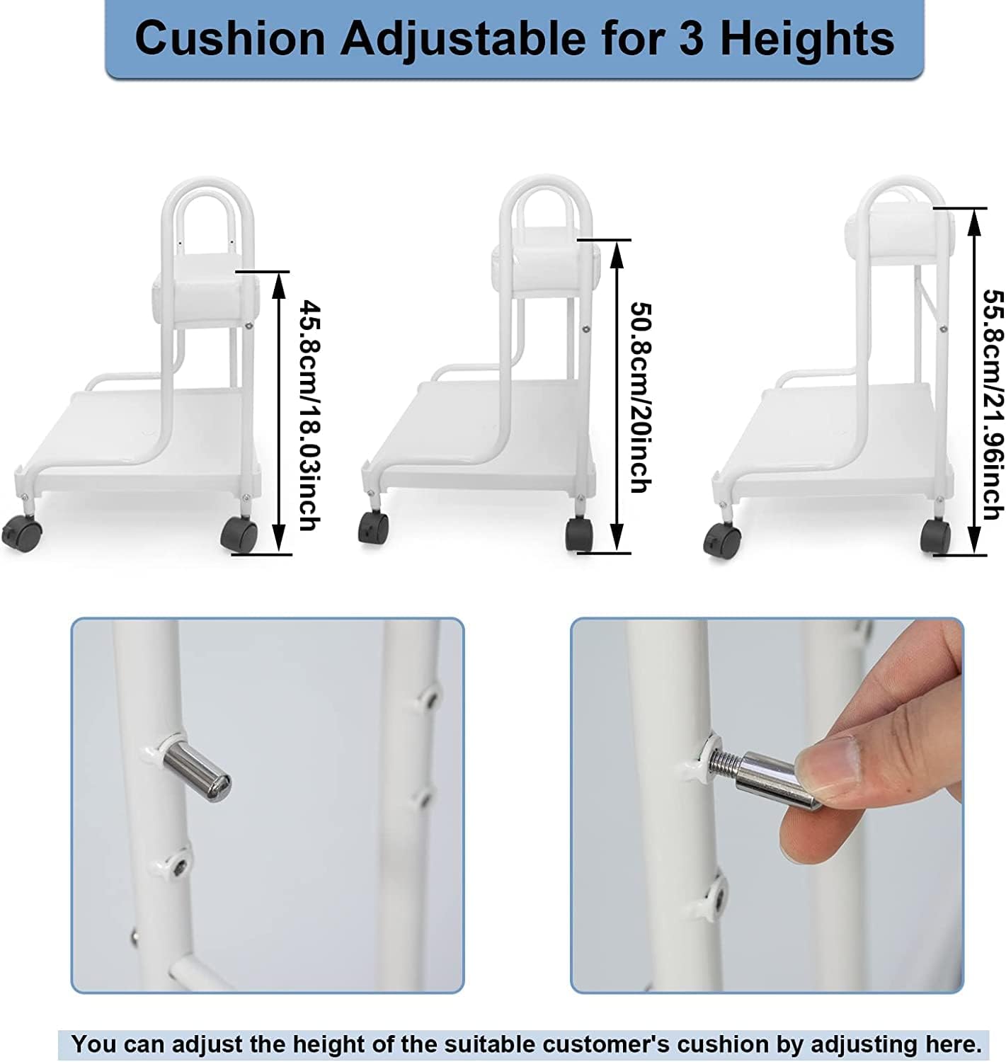 Pedicure Foot Rest Trolley Adjustable Height Salon Spa Cart