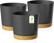 30cm Plant Pots Set 3 Dark Grey Planters Drainage Saucer