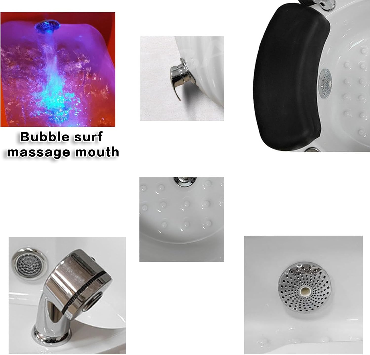 Heated Foot Spa Bath Massage Pedicure Basin LED Light Salon