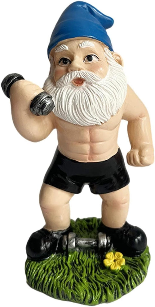 Funny Workout Gnome Statue Resin Garden Gym Decor