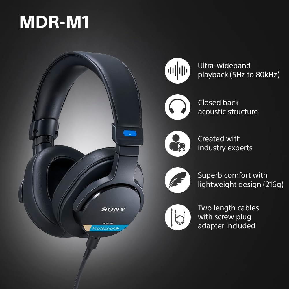 Closed Back Studio Monitoring Headphones Wired Hi Res 5Hz 80kHz