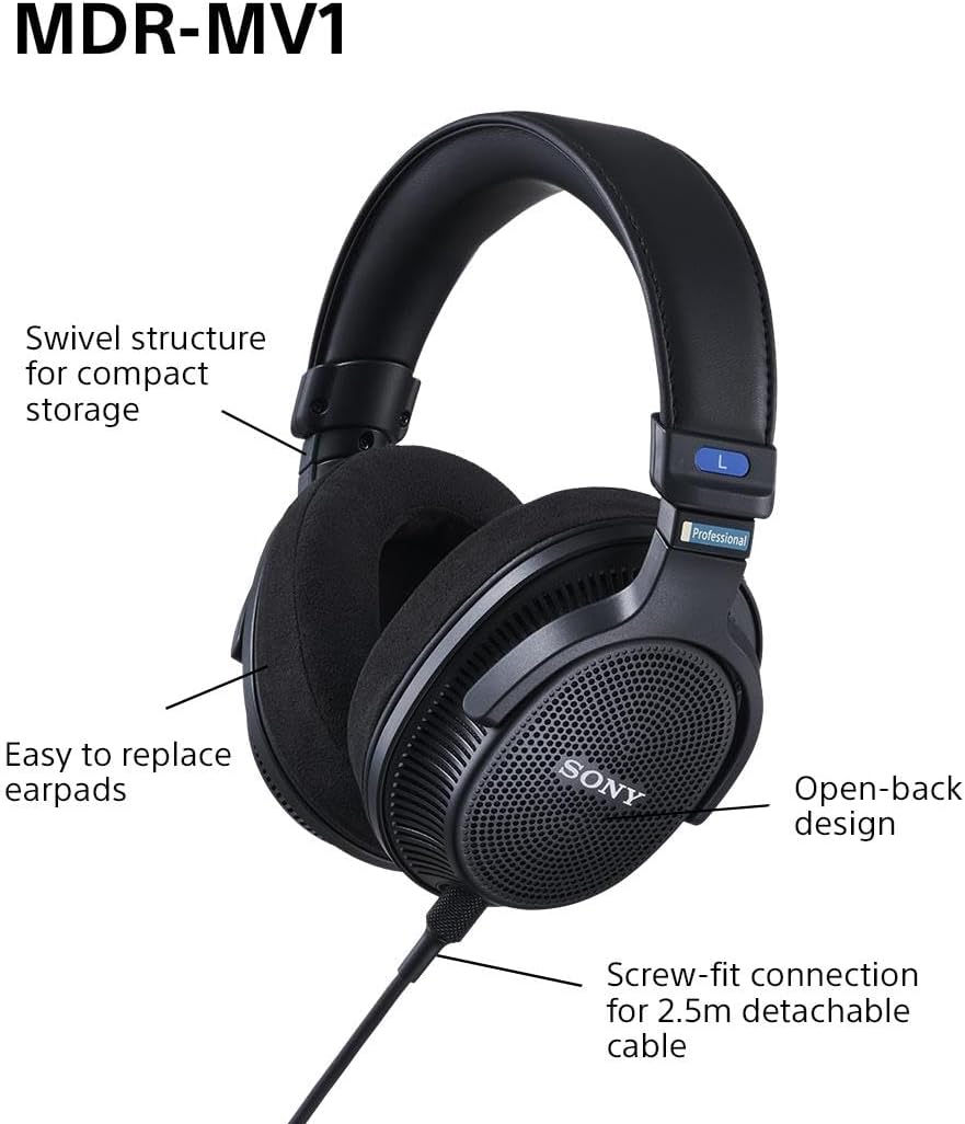 Open Back Studio Monitor Headphones Wired Hi Res 5Hz 80kHz