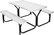 Outdoor Picnic Table Bench Set HDPE Garden Dining White