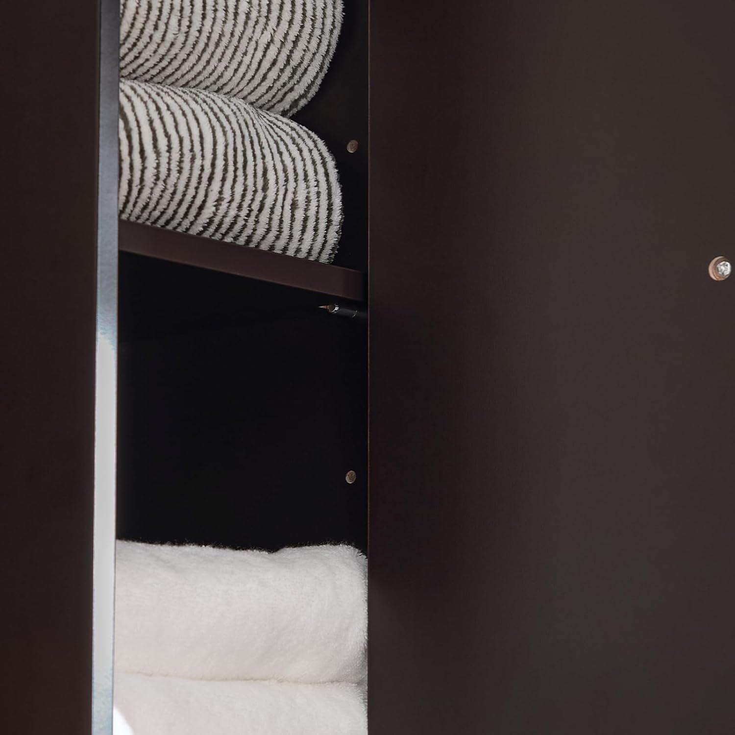 Slim Tall Bathroom Cabinet Brown Drawer Shelves 180cm 20cm