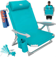 Cyan Adjustable Beach Chair Folding Reclining Camping Seat