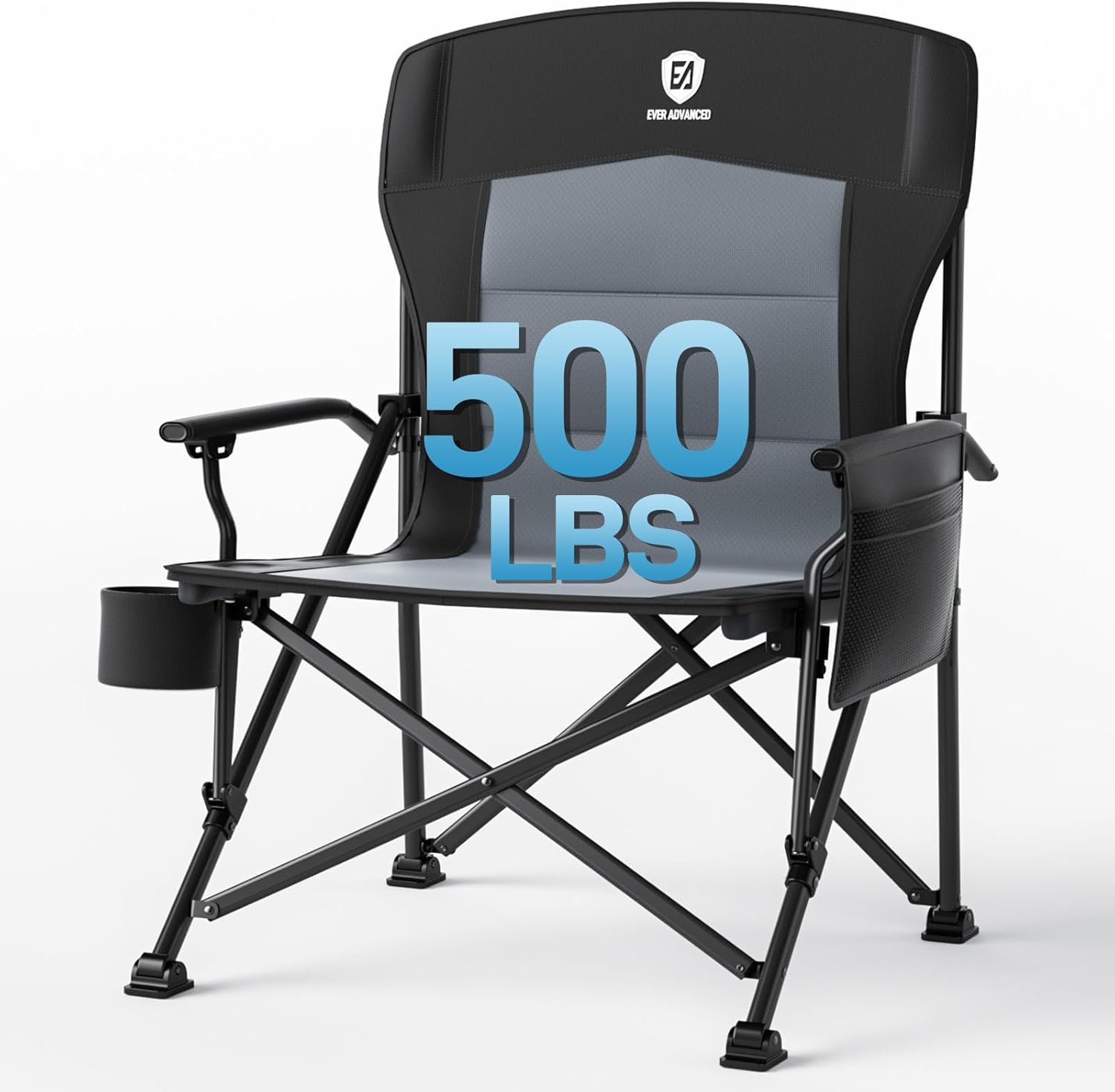 Oversized Folding Camping Chair 230kg Heavy Duty Black