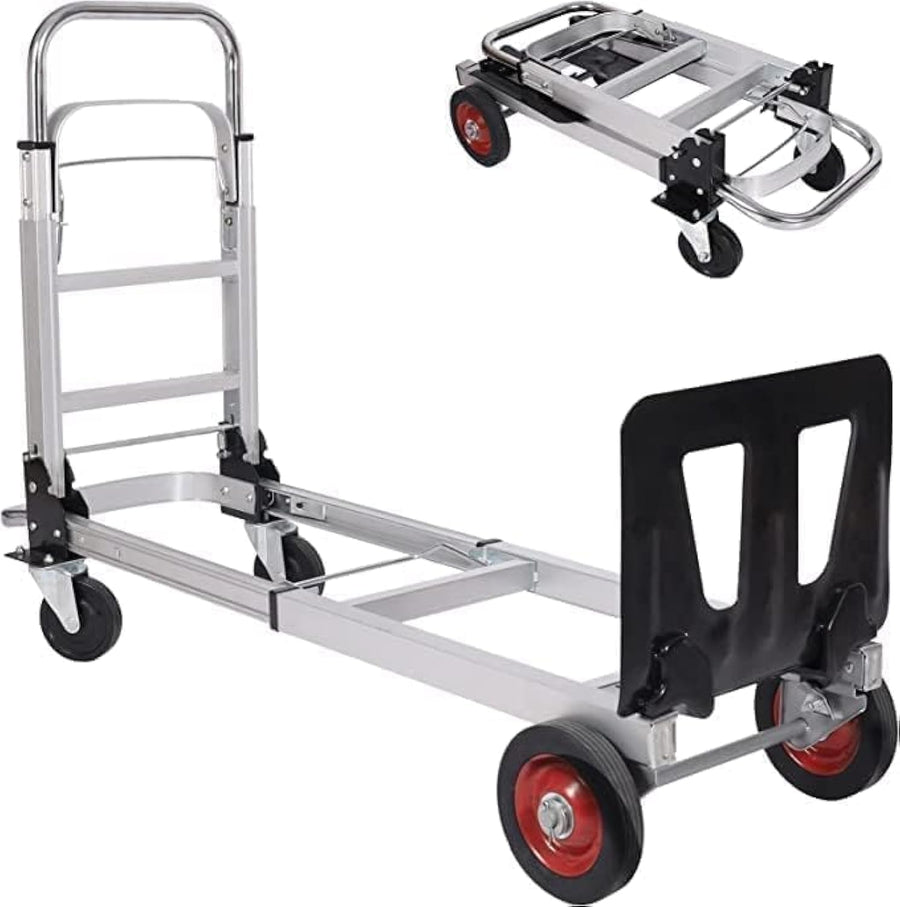 2 In 1 Folding Hand Truck Dolly 150KG 4 Wheel Cart
