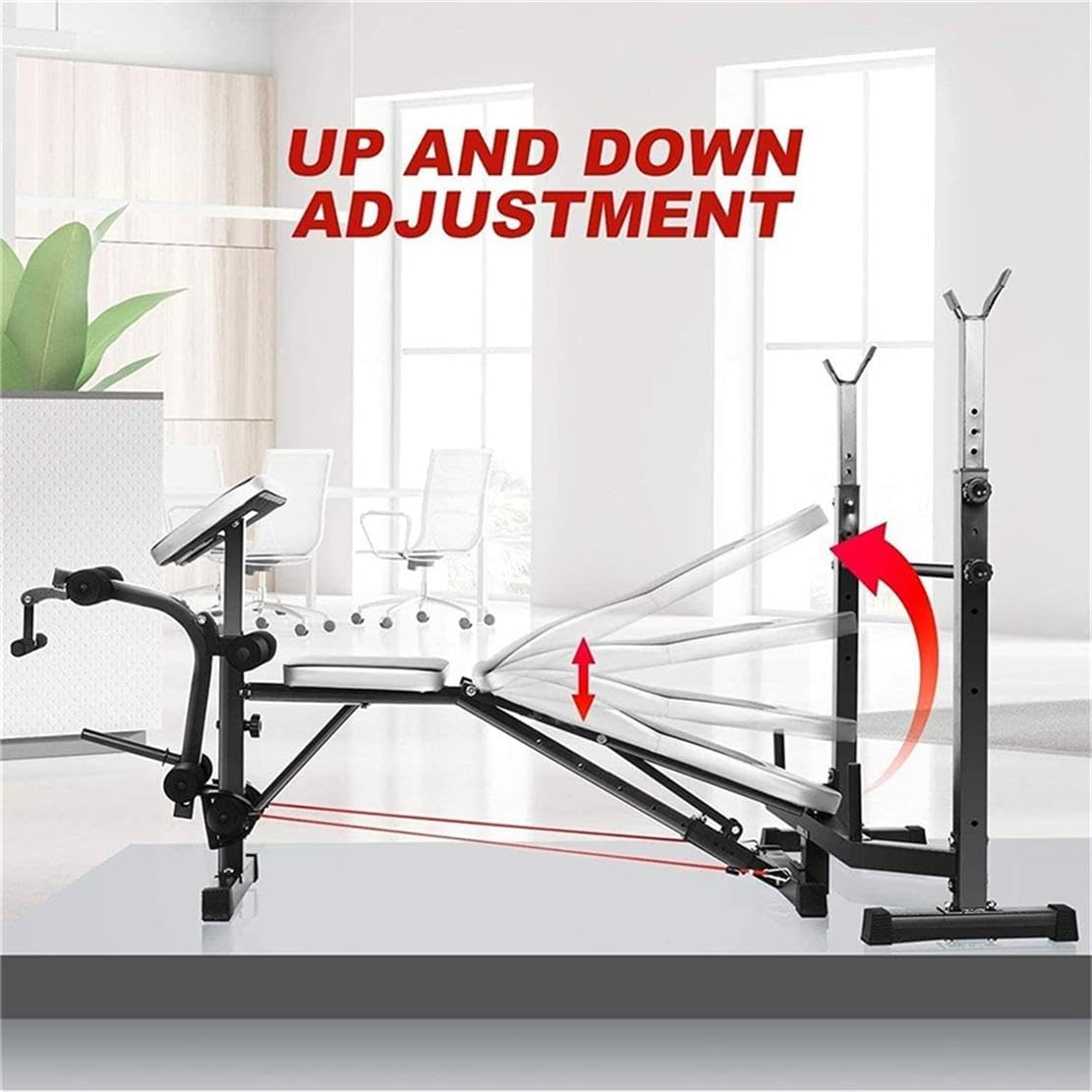 Adjustable Weight Bench Squat Rack Preacher Curl Leg Extension
