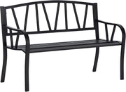 2 Seater Metal Garden Bench Outdoor Patio Loveseat Chair Black