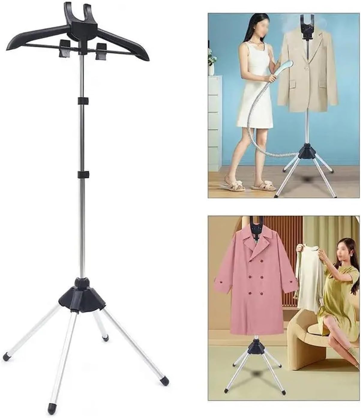 Clothes Steamer Stand Adjustable Folding Garment Rack Portable