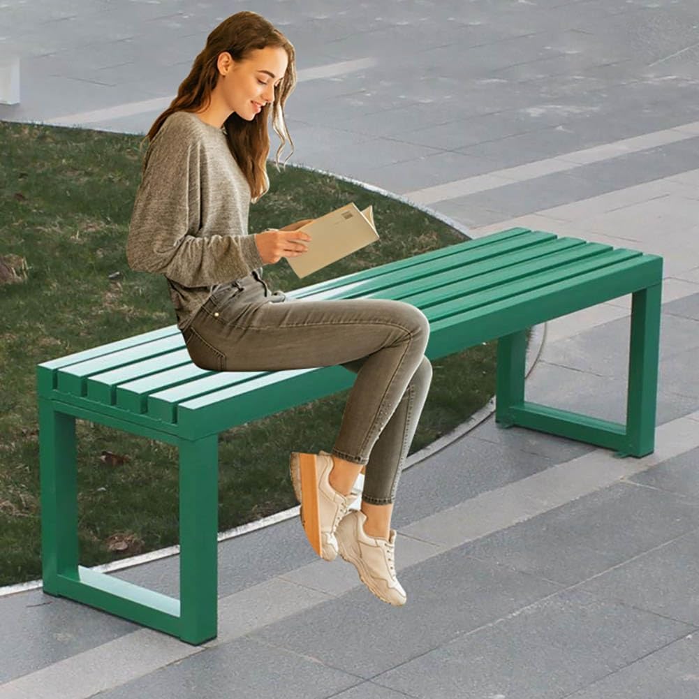 Metal Garden Bench 1.5m Outdoor Park Backless Patio Seat Black