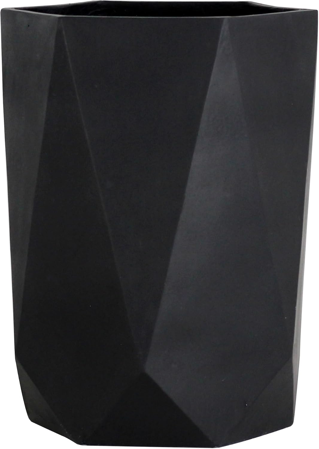 Large Black Geometric Planter 45cm Fibrestone Indoor Outdoor