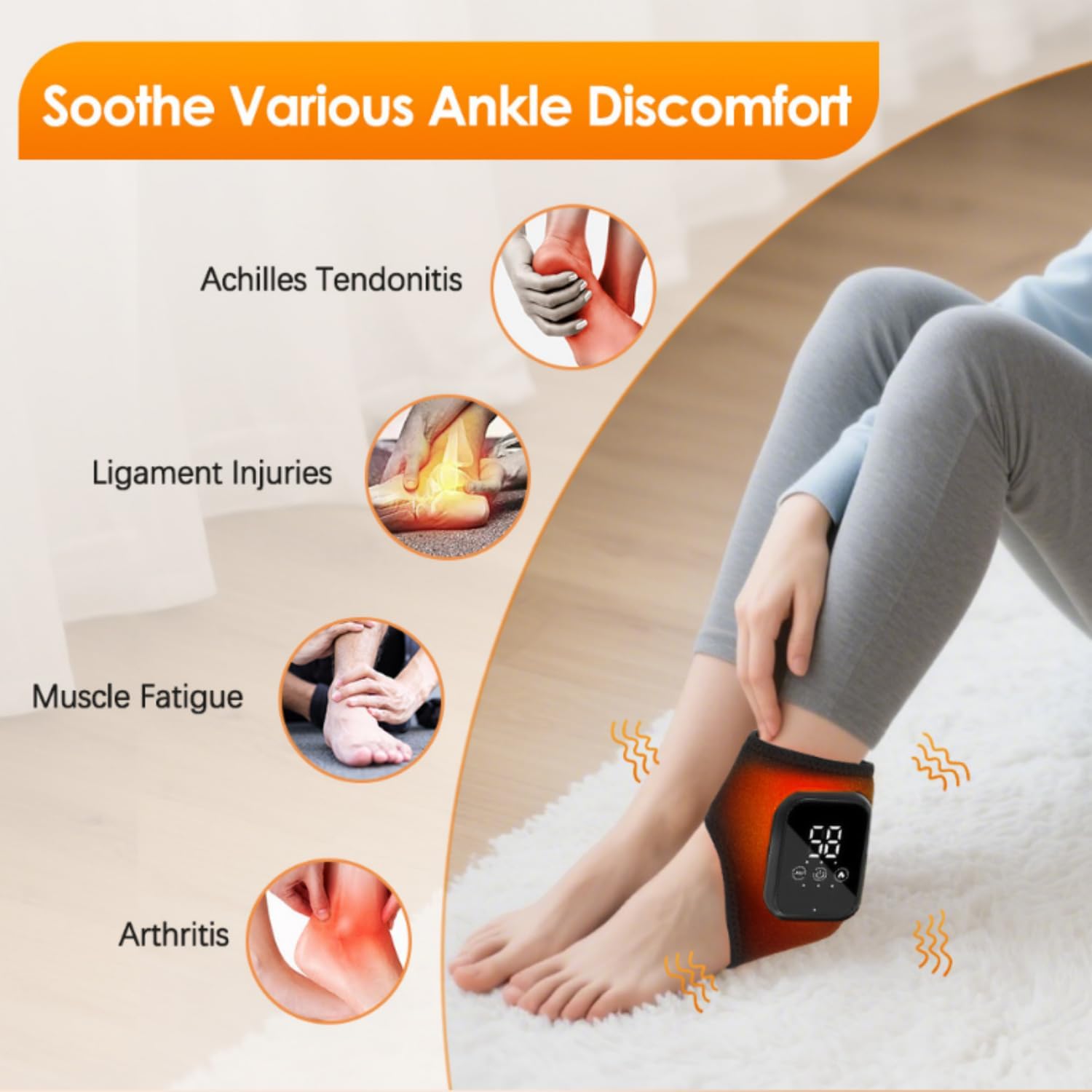 Cordless Foot Massager Heat Compression Neuropathy Pain Relief